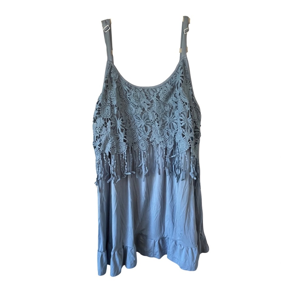 BloomChic Dusty Blue Lace Overlay Camisole